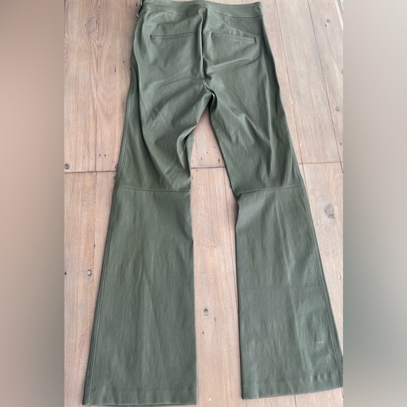 Helmut Lang women dark olive khaki lamb leather flare pants NWT - Picture 6 of 9